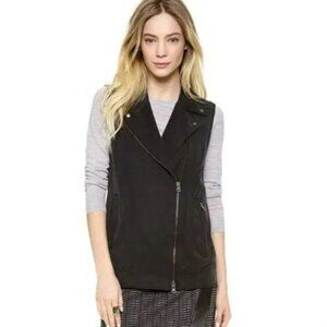 Club Monaco Whitney Brushed Twill Black Moto Vest | Size XS